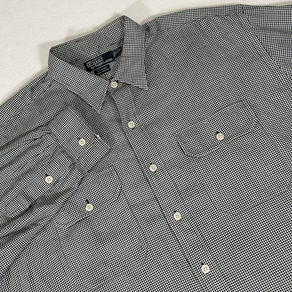 Polo Ralph Lauren Other - VTG Polo Ralph Lauren Mens XL Black Green Check Long Sleeve Button Up GI Shirt